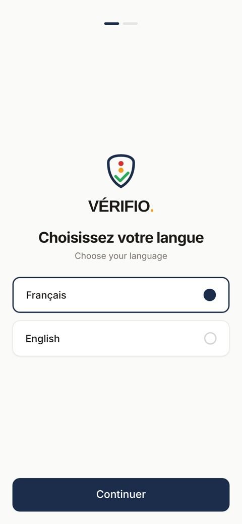 Application VÉRIFIO sur iPhone
