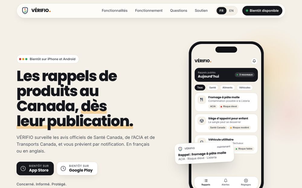 Site web verifio.ca conçu par Kanata Média